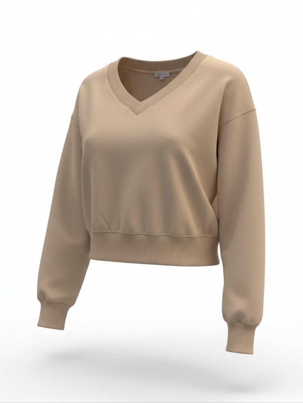 New White Birch V-Neck Cropped Pullover Sweater in Latte Sz Medium